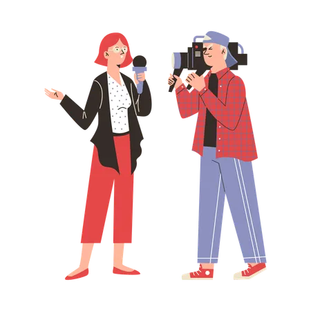 Journalists reporting for TV news  Illustration