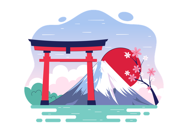 Journée de la montagne au Japon  Illustration