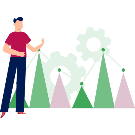 Gráfico de tática de análise de jovem  Ilustração