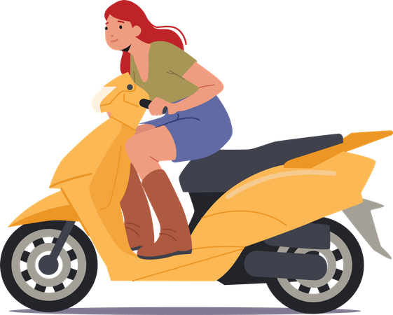 Jovem andando de scooter moderna  Ilustração