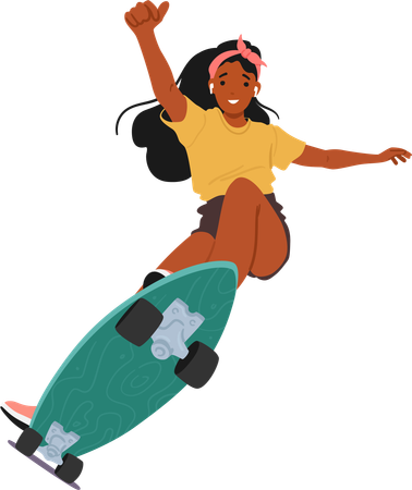 Mulher jovem andando de skate  Ilustração