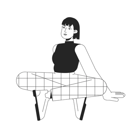 Uma jovem relaxante e relaxante vestindo calças xadrez  Ilustração