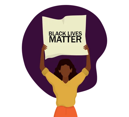 Conceito De Vidas Negras Importam Jovem Ativista Afro Americano Segurando Uma Faixa De Protesto Contra O Racismo Ideia De Manifestacao Pela Igualdade Racial Ilustracao Vetorial Plana Isolada Ilustração