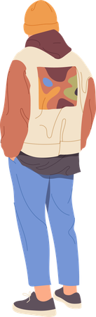 Cara jovem hippie casual em pé  Illustration