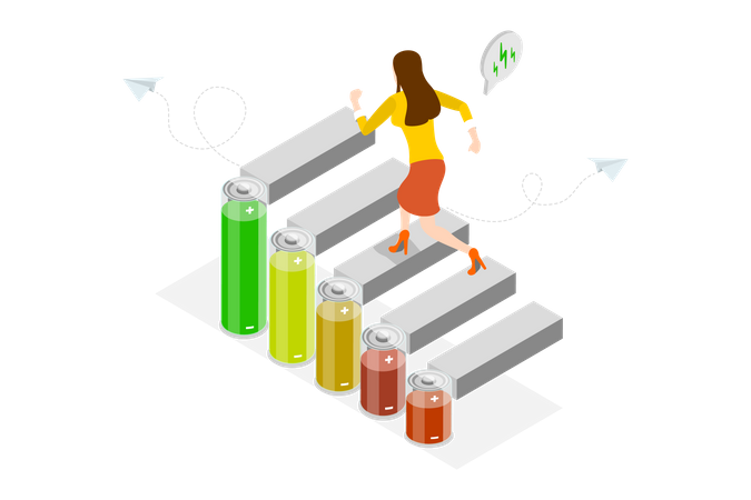 Jovem cheia de energia  Ilustração