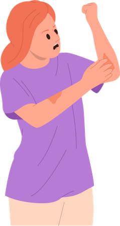 Jovem com doença de pele sentindo desconforto e dor  Illustration