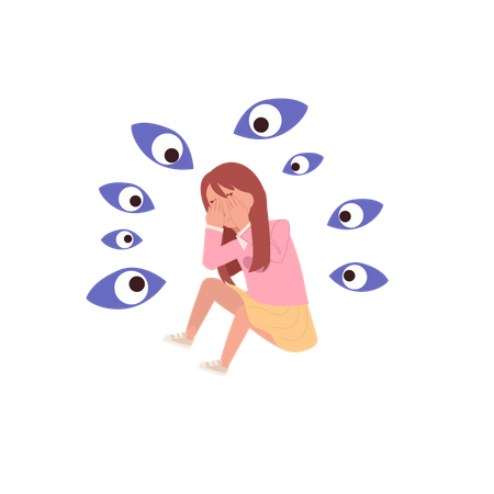 Jovem com pensamentos paranóicos  Illustration