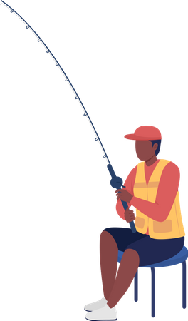 Jovem com vara de pescar  Ilustração