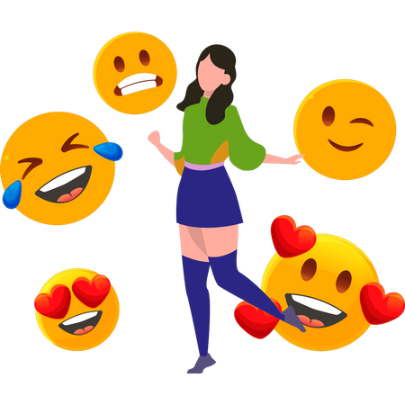 Menina comemorando o Dia do Emoji  Ilustração