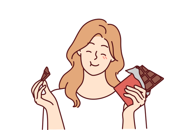 Moça comendo chocolate  Ilustração