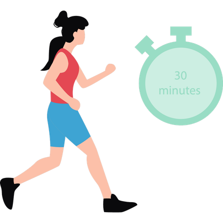 Jovem corre por 30 minutos  Ilustração