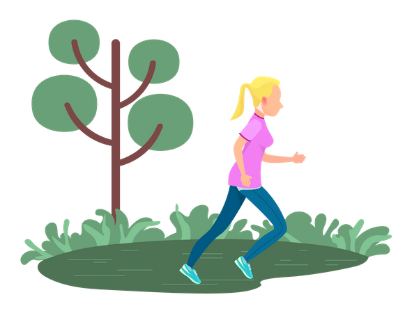 Menina correndo ao ar livre  Ilustração