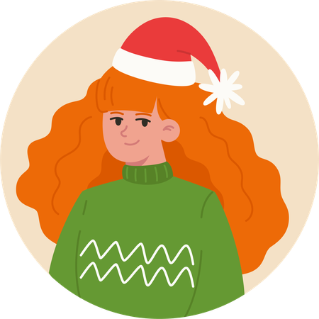 Mulher jovem de Natal usando um chapéu de Papai Noel  Ilustração