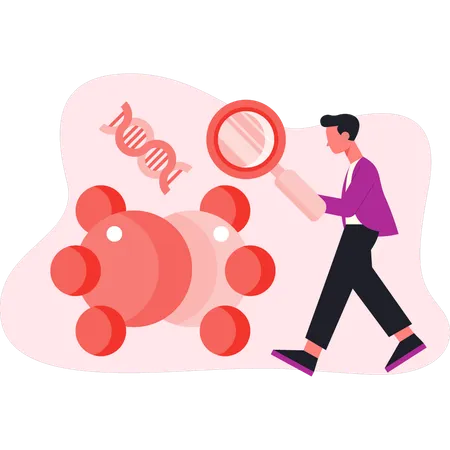 Pesquisa jovem médico sobre DNA  Ilustração