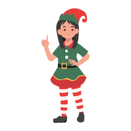 A jovem elfa de natal está fazendo introdução  Ilustração