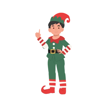 O jovem duende de natal está fazendo introdução  Ilustração