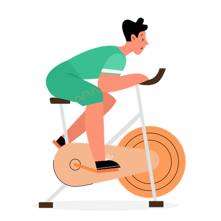 Exercício de jovem na bicicleta  Ilustração