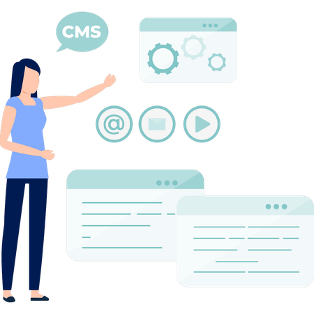 Jovem falando sobre configuração de página da web  Illustration