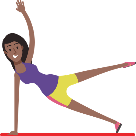Jovem fazendo exercício de elevação lateral da perna  Ilustração