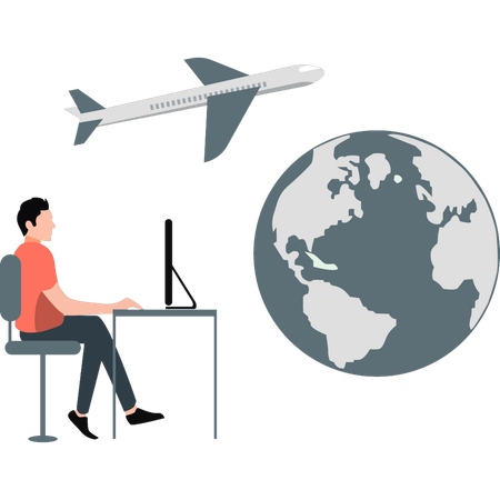 Jovem fazendo tour pelo escritório  Ilustração