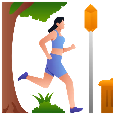 Garota jovem fitness correndo na rua  Ilustração