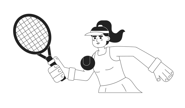Jovem hispânica jogando tênis  Ilustração