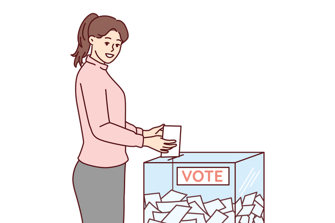 Jovem deixa cair voto na caixa de votação  Ilustração