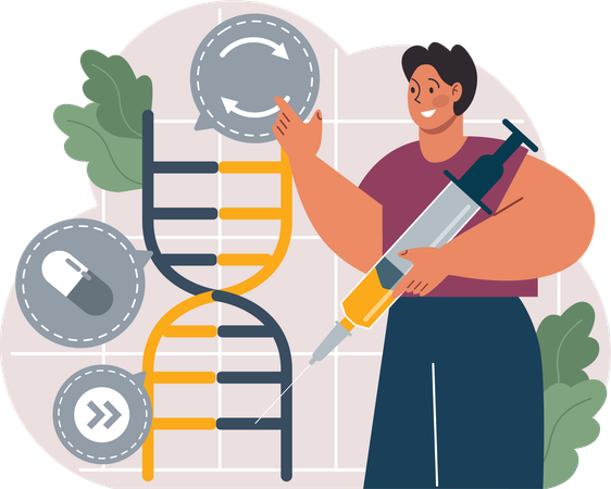 Jovem modificando DNA  Ilustração