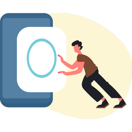 Jovem mostrando celular  Ilustração