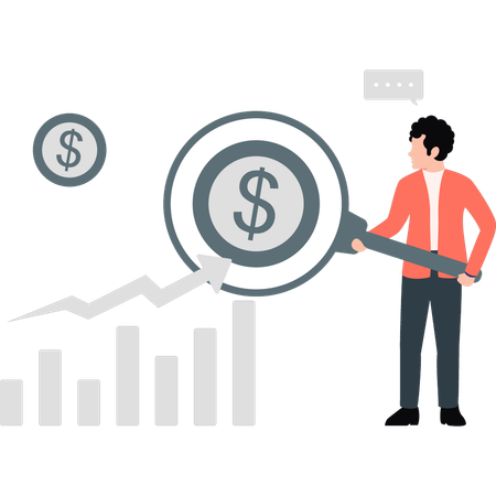 Jovem mostrando moeda de desenvolvimento de dólar  Ilustração