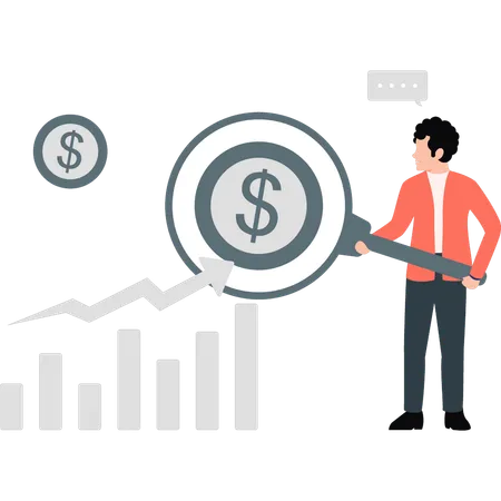 Jovem mostrando moeda de desenvolvimento de dólar  Ilustração