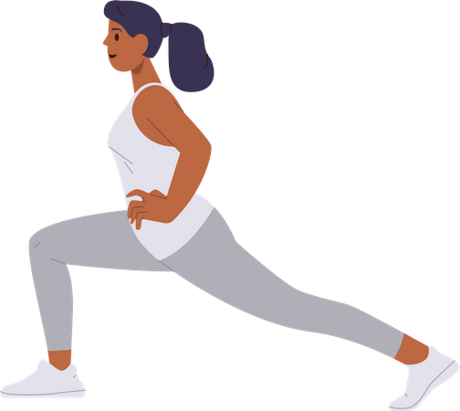 Mulher jovem fitness fazendo exercícios físicos de flexibilidade de ioga  Ilustração