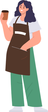 Jovem barista preparando café quente para viagem  Ilustração