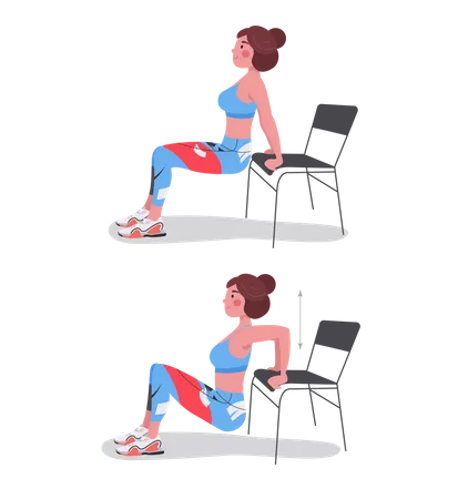 Mulher jovem fazendo exercícios físicos  Ilustração