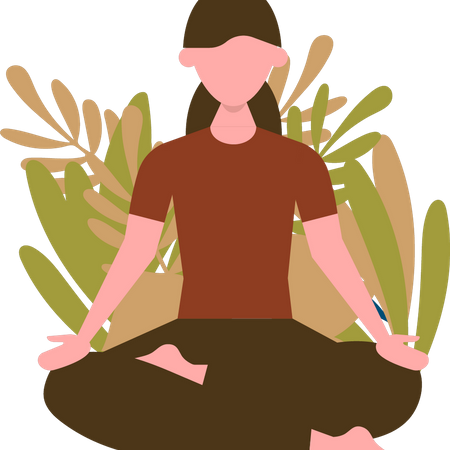 Jovem meditando para ter paz de espírito  Ilustração