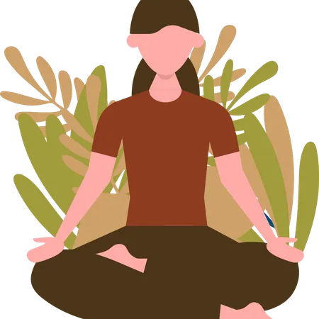 Jovem meditando para ter paz de espírito  Ilustração