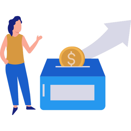 Jovem mostrando economia de crescimento de dinheiro  Ilustração