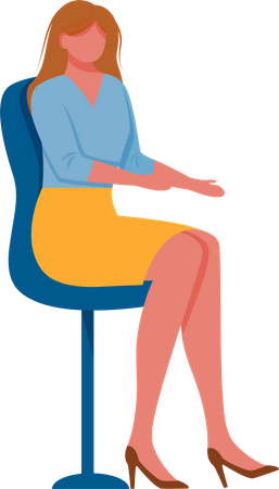 Mulher jovem sentada na cadeira  Ilustração
