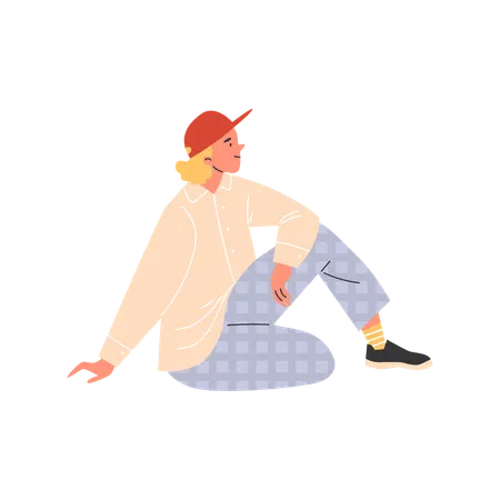 Jovem mulher sentada no chão  Ilustração