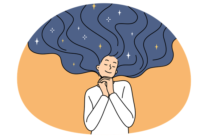 Jovem sonhando e visualizando o futuro  Ilustração