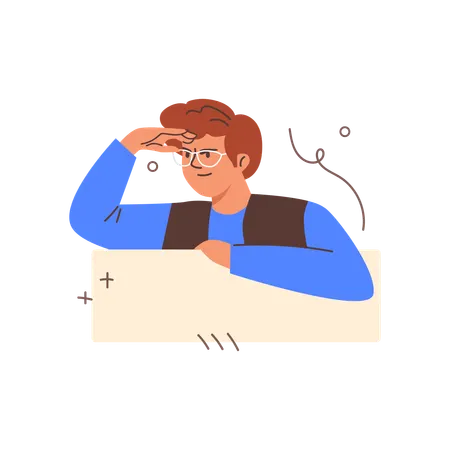 Jovem olhando para a distância que incorpora curiosidade  Ilustração