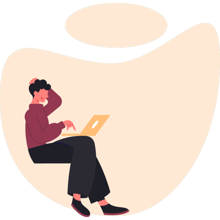 Jovem pensando em impressão 3D  Ilustração