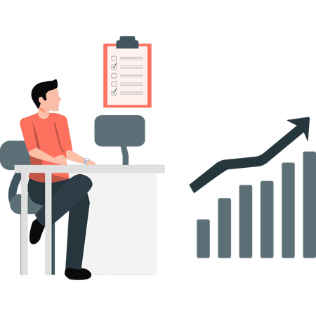 Jovem procurando crescimento empresarial  Ilustração