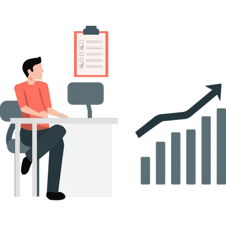 Jovem procurando crescimento empresarial  Ilustração