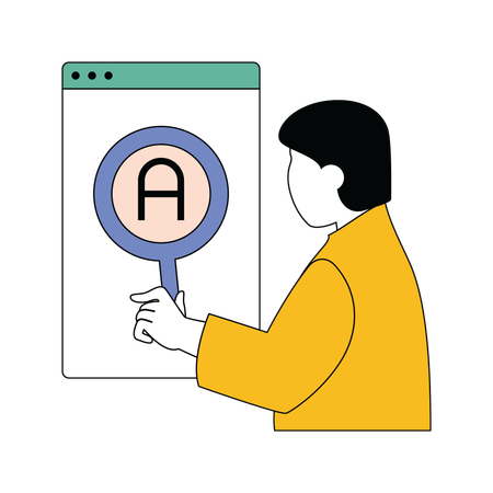 Jovem pesquisando on-line  Ilustração