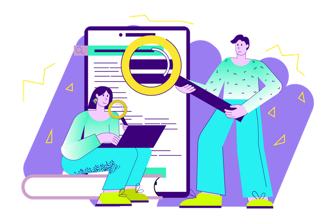 Jovem pesquisando on-line  Ilustração