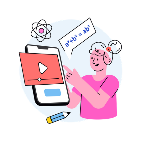 Jovem que está gostando de estudar on-line  Ilustração