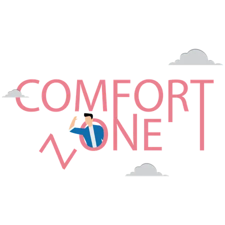 Jovem Saia da zona de conforto  Ilustração