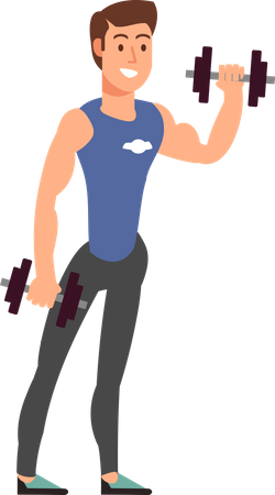 Jovem segurando barra  Ilustração