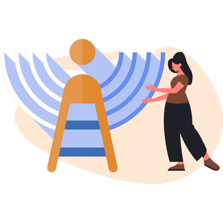 Jovem apresentando sinal WIFI  Ilustração
